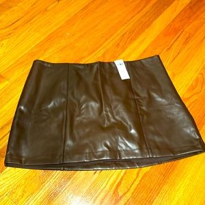 Abercrombie & Fitch XL Dark brown vegan leather mini skort